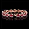 Image 2 : 22.89 CTW Ruby & Diamond Halo Bracelet 10K Rose Gold - REF-291K5W - 40605