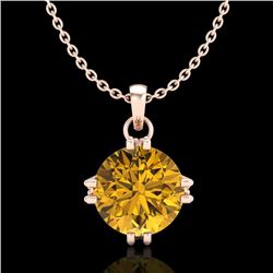 1 CTW Intense Fancy Yellow Diamond Solitaire Art Deco Necklace 18K Rose Gold - REF-218A2X - 37547