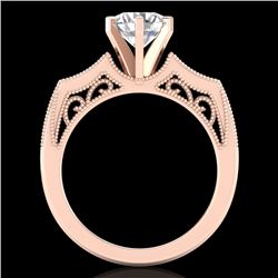 1.51 CTW VS/SI Diamond Solitaire Art Deco Ring 18K Rose Gold - REF-442M5H - 37077