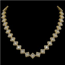 26.88 CTW Princess Cut Diamond Designer Necklace 18K Yellow Gold - REF-4912Y2K - 42796