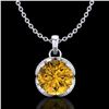 Image 1 : 1.13 CTW Intense Fancy Yellow Diamond Art Deco Stud Necklace 18K White Gold - REF-136W4F - 37427