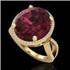 Image 2 : 10 CTW Garnet & Micro Pave VS/SI Diamond Halo Ring 18K Yellow Gold - REF-80F2N - 20964