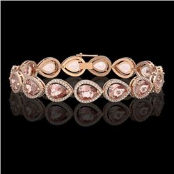 19.55 CTW Morganite & Diamond Halo Bracelet 10K Rose Gold - REF-480T4M - 41247