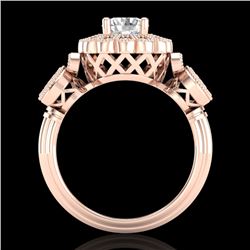 1.5 CTW VS/SI Diamond Solitaire Art Deco 3 Stone Ring 18K Rose Gold - REF-300F2N - 37059