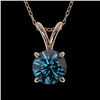 Image 1 : 0.73 CTW Certified Intense Blue SI Diamond Solitaire Necklace 10K Rose Gold - REF-82T5M - 36743