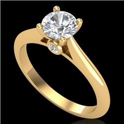 0.83 CTW VS/SI Diamond Solitaire Art Deco Ring 18K Yellow Gold - REF-200N2Y - 37285