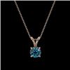 Image 4 : 0.55 CTW Certified Intense Blue SI Diamond Solitaire Necklace 10K Rose Gold - REF-51Y2K - 36731