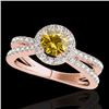 Image 1 : 2 CTW Certified Si/I Fancy Intense Yellow Diamond Solitaire Halo Ring 10K Rose Gold - REF-231X8T - 3