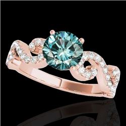 1.4 CTW Si Certified Fancy Blue Diamond Solitaire Ring 10K Rose Gold - REF-162A4X - 35247