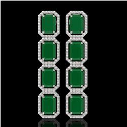 20.59 CTW Emerald & Diamond Halo Earrings 10K White Gold - REF-248X2T - 41570