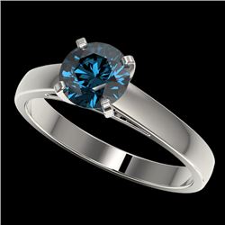 1.25 CTW Certified Intense Blue SI Diamond Solitaire Engagement Ring 10K White Gold - REF-147X8T - 3