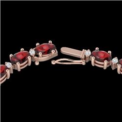 33 CTW Garnet & VS/SI Diamond Eternity Tennis Necklace 10K Rose Gold - REF-149X3T - 21594