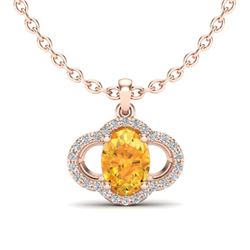 1.75 CTW Citrine & Micro Pave VS/SI Diamond Necklace 10K Rose Gold - REF-29W5F - 20627