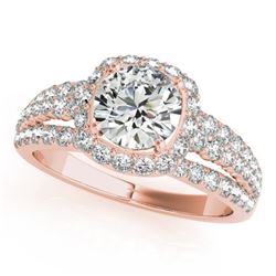 1.75 CTW Certified VS/SI Diamond Solitaire Halo Ring 18K Rose Gold - REF-252A8X - 26746
