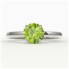 Image 1 : 2 CTW Peridot Designer Inspired Solitaire Engagement Ring 18K White Gold - REF-36W2F - 22233