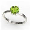 Image 2 : 2 CTW Peridot Designer Inspired Solitaire Engagement Ring 18K White Gold - REF-36W2F - 22233