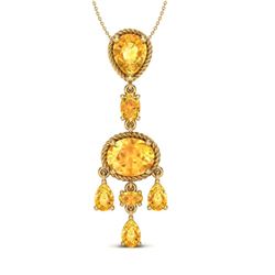 8 CTW Citrine Necklace Designer Vintage 10K Yellow Gold - REF-34H4A - 20400