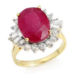 7.04 CTW Ruby & Diamond Ring 14K Yellow Gold - REF-141Y8K - 12863