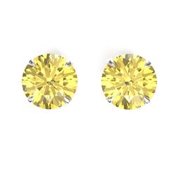 4 CTW Citrine Designer Inspired Solitaire Stud Earrings 18K White Gold - REF-29H3A - 21818