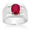 Image 1 : 3.06 CTW Ruby & Diamond Men's Ring 10K White Gold - REF-73Y8K - 14470