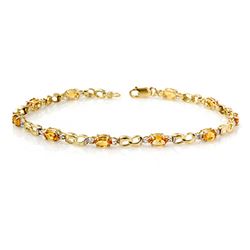 2.26 CTW Citrine & Diamond Bracelet 10K Yellow Gold - REF-27A3X - 13002