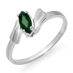 0.20 CTW Emerald Ring 18K White Gold - REF-22A5X - 12983