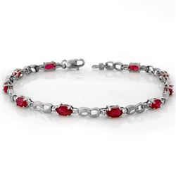 3.51 CTW Ruby & Diamond Bracelet 10K White Gold - REF-29M3H - 11400