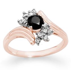 0.75 CTW VS Certified Black & White Diamond Ring 14K Rose Gold - REF-45W5F - 14024