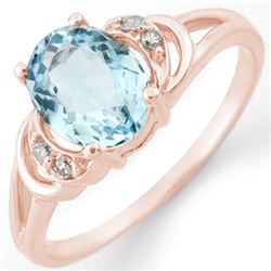 1.56 CTW Aquamarine & Diamond Ring 14K Rose Gold - REF-24K2W - 11207