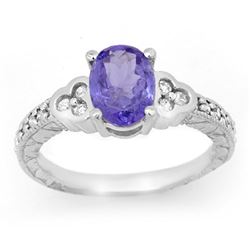 2.42 CTW Tanzanite & Diamond Ring 14K White Gold - REF-69F3N - 14253