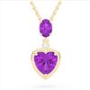 Image 1 : 4 CTW Amethyst & VS/SI Diamond Designer Heart Necklace 10K Yellow Gold - REF-26W2F - 22519