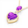 Image 2 : 4 CTW Amethyst & VS/SI Diamond Designer Heart Necklace 10K Yellow Gold - REF-26W2F - 22519