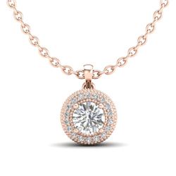 1 CTW VS/SI Diamond Solitaire Art Deco Stud Necklace 18K Rose Gold - REF-180H2A - 36966