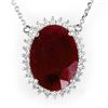 Image 1 : 19.25 CTW Ruby & Diamond Necklace 18K White Gold - REF-232Y2K - 14187