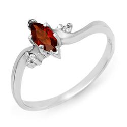 0.29 CTW Garnet & Diamond Ring 18K White Gold - REF-22K9W - 12436