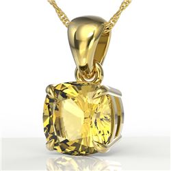 1.50 Cushion Cut CTW Citrine Designer Solitaire Necklace 18K Yellow Gold - REF-24M2H - 21939