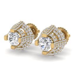 2.75 CTW VS/SI Diamond Micro Pave Stud Earrings 18K Yellow Gold - REF-320K2W - 36952