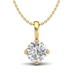 0.82 CTW VS/SI Diamond Solitaire Art Deco Necklace 18K Yellow Gold - REF-180F2N - 37027