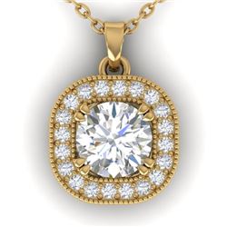 1.02 CTW Certified VS/SI Diamond Stud Micro Halo Necklace 14K Yellow Gold - REF-173Y6K - 30437