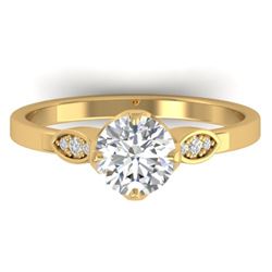 1.05 CTW Certified VS/SI Diamond Solitaire Art Deco Ring 14K Yellow Gold - REF-278A8X - 30563