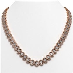 42.56 CTW Oval Diamond Designer Necklace 18K Rose Gold - REF-7835N8Y - 42813