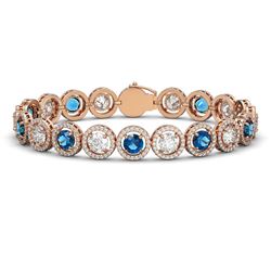 15.35 CTW Blue & White Diamond Designer Bracelet 18K Rose Gold - REF-3455W5F - 42681