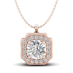 1.54 CTW VS/SI Diamond Solitaire Art Deco Necklace 18K Rose Gold - REF-409M3H - 37326