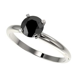 1 CTW Fancy Black VS Diamond Solitaire Engagement Ring 10K White Gold - REF-32M8H - 32887