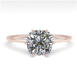 1.0 CTW VS/SI Cushion Diamond Solitaire Engagement Ring Size 7 18K Rose Gold - REF-287T4M - 35897