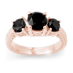 2.50 CTW VS Certified Black Diamond 3 Stone Ring 14K Rose Gold - REF-67W6F - 13797