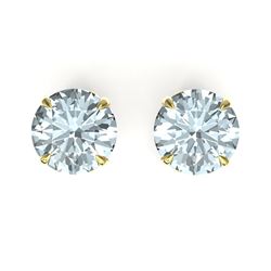 4 CTW Sky Blue Topaz Designer Inspired Solitaire Stud Earrings 18K Yellow Gold - REF-29F3N - 21847