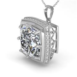 1 CTW VS/SI Cushion Cut Diamond Solitaire Necklace 18K White Gold - REF-332W8F - 36006