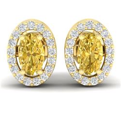 0.75 CTW Citrine & Micro Pave VS/SI Diamond Earrings Halo 18K Yellow Gold - REF-34F5N - 21184