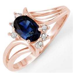 0.70 CTW Blue Sapphire & Diamond Ring 14K Rose Gold - REF-22K8W - 10448